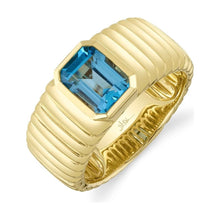 Load image into Gallery viewer, 14K Yellow Gold Blue Topaz Fashion Band
