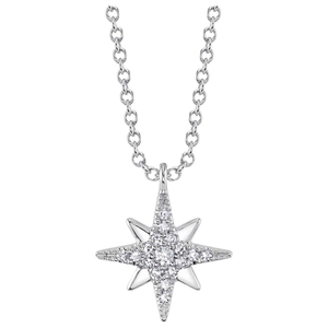 14K White Gold Diamond Star Pendant Necklace