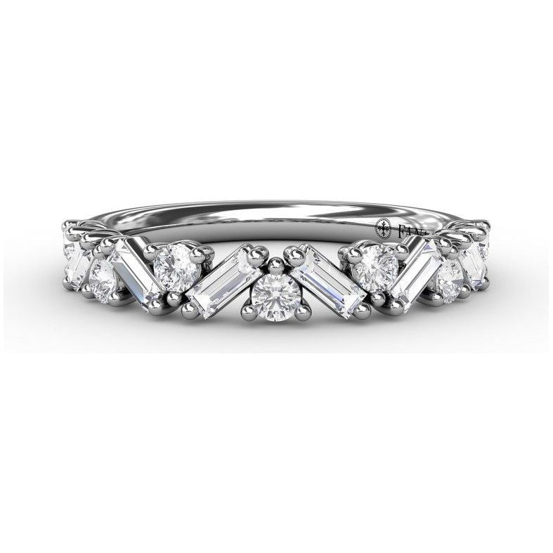 Fana 14K White Gold And Diamond Staggered Baguette Band