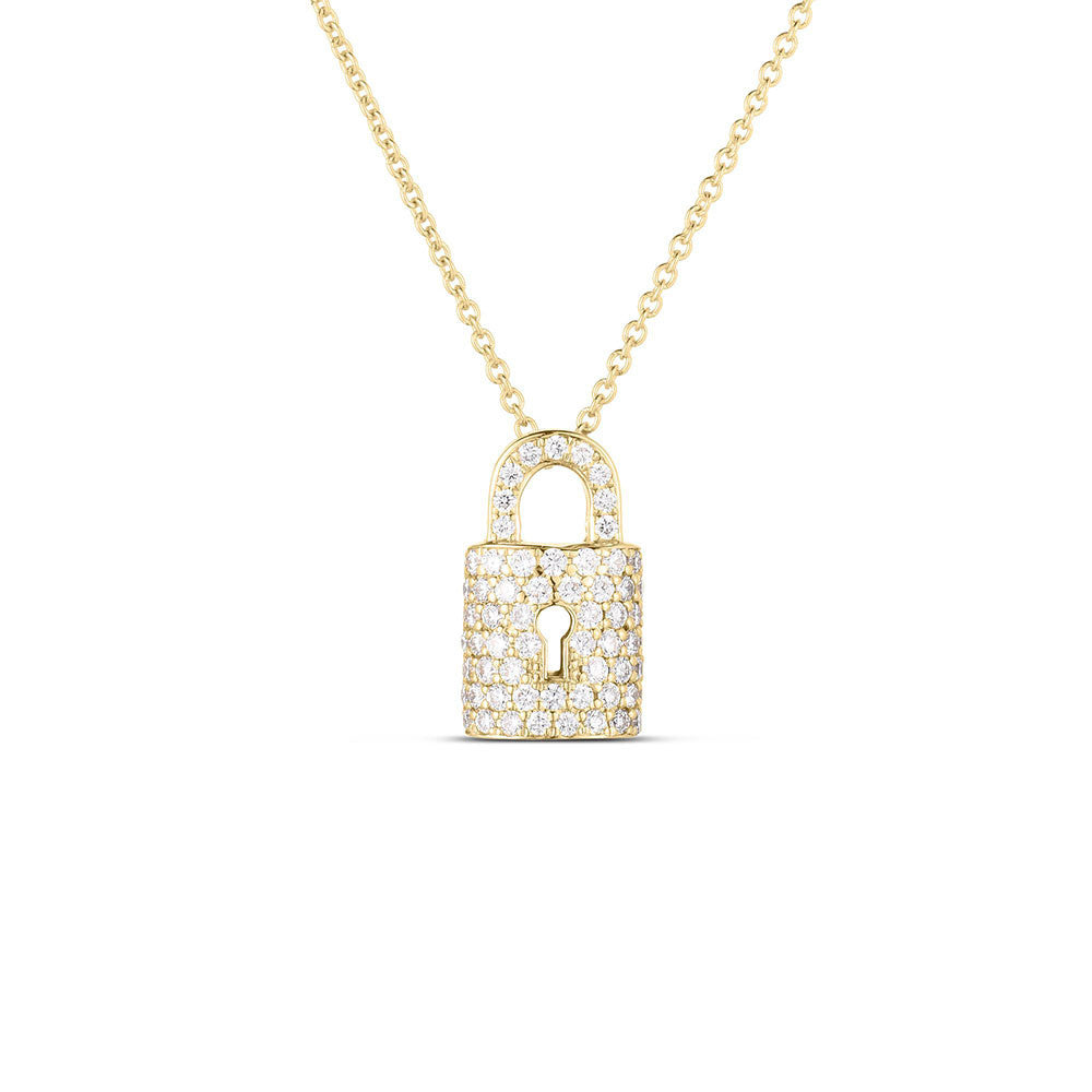 Gold Lock Charm Necklace