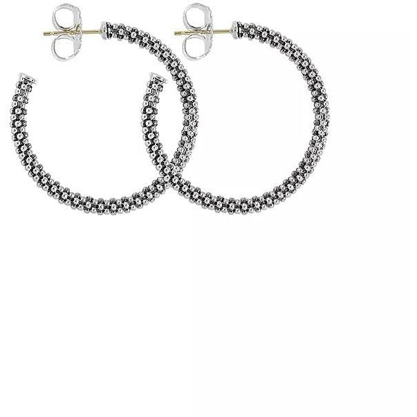 Lagos Sterling Silver Caviar 28mm Hoop Earrings