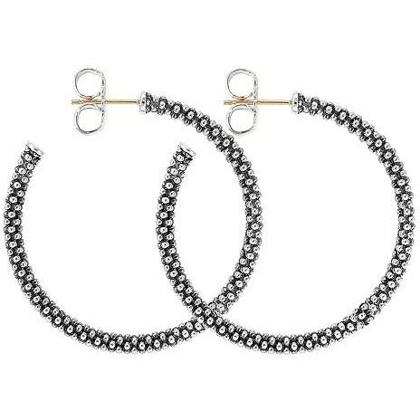 Lagos Sterling Silver Caviar 35mm Hoop Earrings