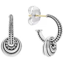 Load image into Gallery viewer, Lagos Sterling Silver Caviar Fluted Disc on Beaded Hoop Earrings
