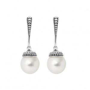 Lagos Sterling Silver Luna 10mm Pearl Drop Leverback Earrings