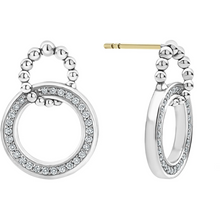 Load image into Gallery viewer, Lagos Sterling Silver Caviar Spark Double Circle Diamond Stud Earrings
