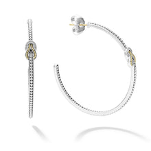 Load image into Gallery viewer, Lagos 18K and Sterling Silver Newport Diamond Knot Hoop Earrings
