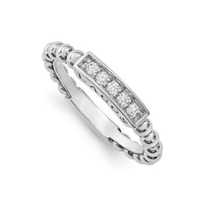 Lagos Sterling Silver Caviar Spark Diamond Bar Ring