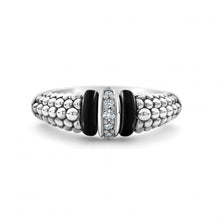 Load image into Gallery viewer, Lagos Sterling Silver Black Caviar 1 Diamond Station Fashion Ring
