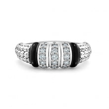 Load image into Gallery viewer, Lagos Sterling Silver Black Caviar Diamond 3 Link Fashion Ring
