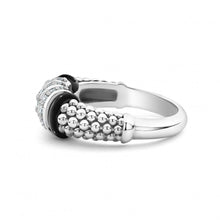 Load image into Gallery viewer, Lagos Sterling Silver Black Caviar Diamond 3 Link Fashion Ring
