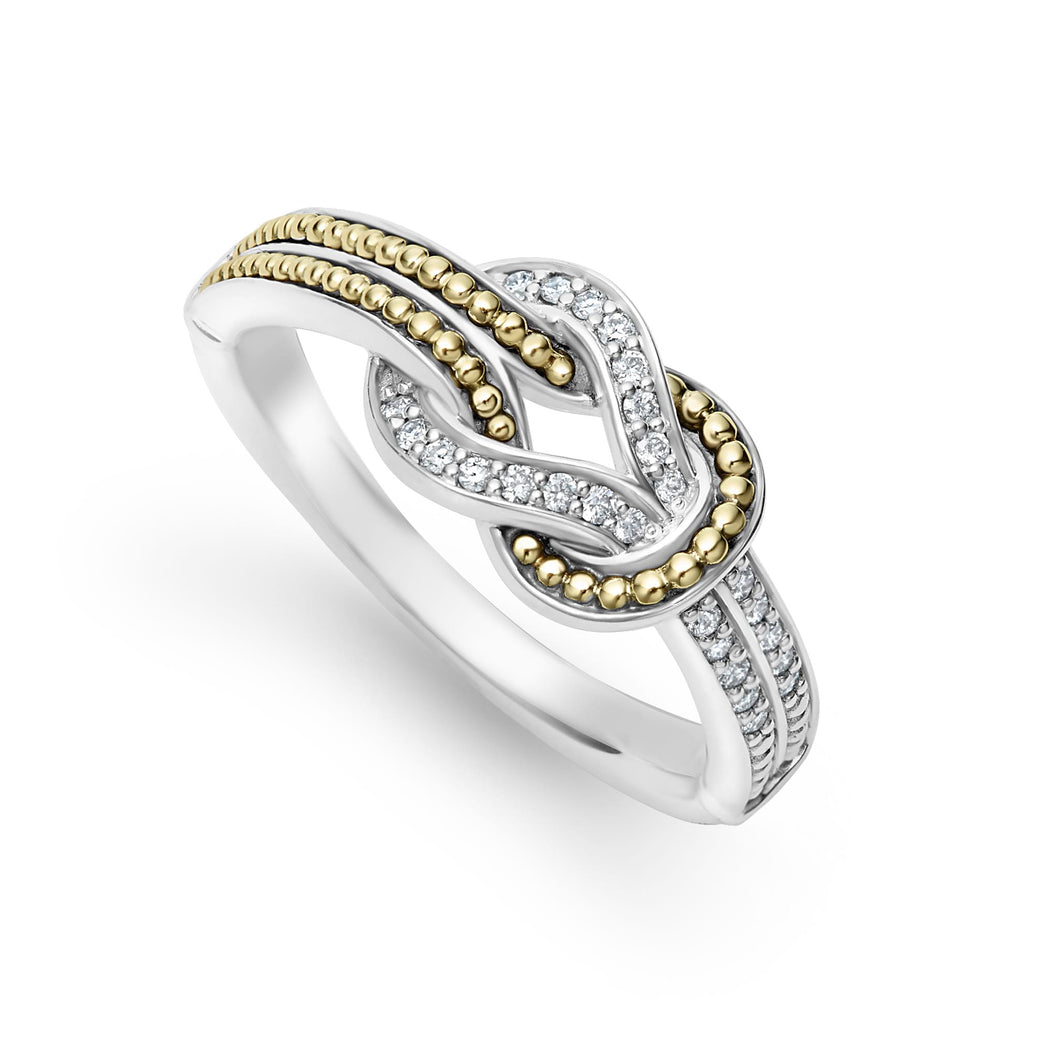 Lagos 18k and Sterling Silver Newport Diamond Knot Ring