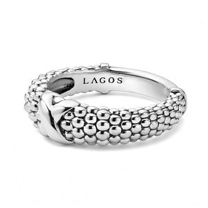 Lagos Sterling Silver Signature Caviar Single X 6mm Band