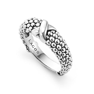 Lagos Sterling Silver Signature Caviar Single X 6mm Band