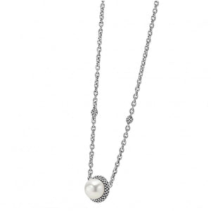 Lagos Sterling Silver Luna Pearl 8mm Pendant on 16-18" Necklace