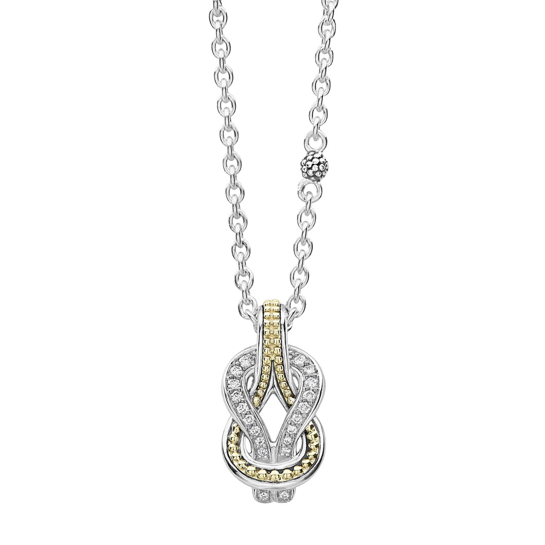 Lagos 18K and Sterling Silver Newport Diamond Knot Pendant