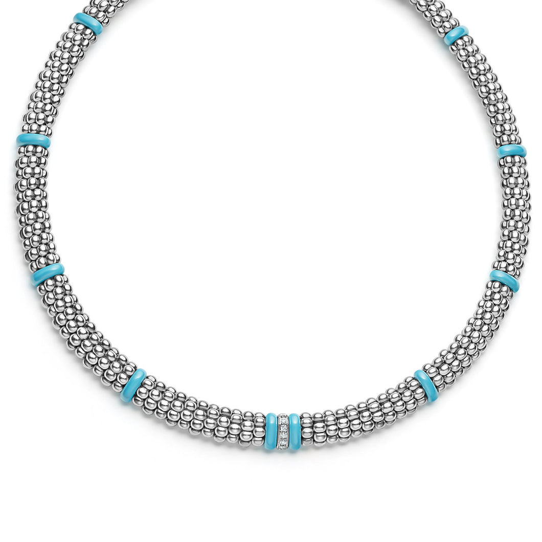 Lagos Sterling Silver Blue Caviar Blue Ceramic Necklace