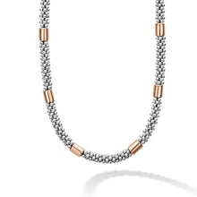 Load image into Gallery viewer, Lagos 18K Rose and Sterling Silver 16&quot; High Bar 5mm Smooth Station Necklace
