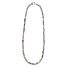 Load image into Gallery viewer, Lagos 18K Rose and Sterling Silver 16&quot; High Bar 5mm Smooth Station Necklace
