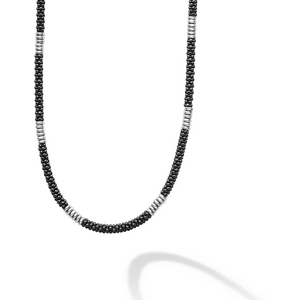 Lagos Black Caviar 16"  Sterling Silver Station Necklace