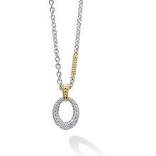 Load image into Gallery viewer, Lagos 18K and Sterling Silver Caviar Lux Oval Drop Station Necklace
