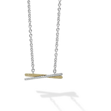 Load image into Gallery viewer, Lagos 18K and Sterling Silver Caviar Lux Diamond X Station Necklace
