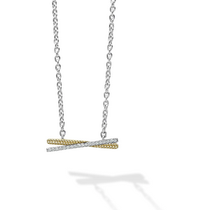 Lagos 18K and Sterling Silver Caviar Lux Diamond X Station Necklace