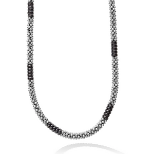 Lagos Sterling Silver 16"  Black Caviar Station Necklace