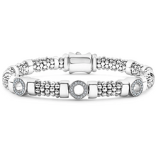 Load image into Gallery viewer, Lagos Sterling Silver Spark Caviar Diamond Circle 3 Station 6mm Bracelet
