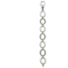 Load image into Gallery viewer, Lagos Sterling Silver and 18K Yellow Gold Caviar Oval Smooth and Fluted Link Bracelet
