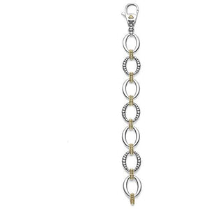 Lagos Sterling Silver and 18K Yellow Gold Caviar Oval Smooth and Fluted Link Bracelet