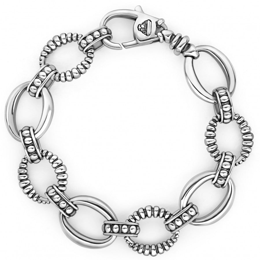 Lagos Sterling Silver Caviar Oval Smooth and Fluted Link Bracelet