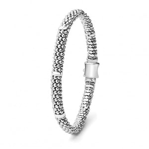 Lagos Sterling Silver Caviar 7 Smooth Station 6mm Bracelet