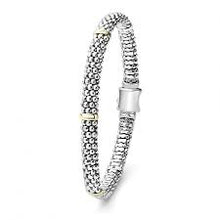 Load image into Gallery viewer, Lagos Sterling Silver and 18K Yellow Gold Caviar Signature Station 6mm Bracelet
