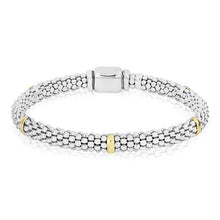Load image into Gallery viewer, Lagos Sterling Silver and 18K Yellow Gold Caviar Signature Station 6mm Bracelet
