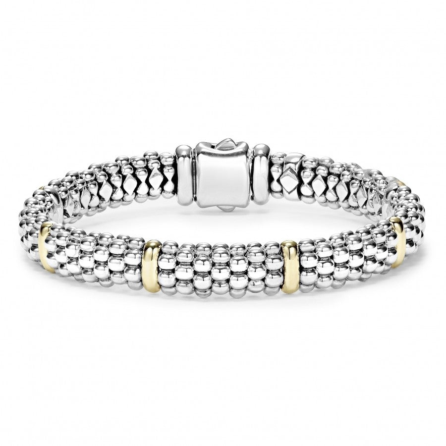 Lagos Sterling Silver and 18K Yellow Gold Caviar Signature Station 9mm Bracelet