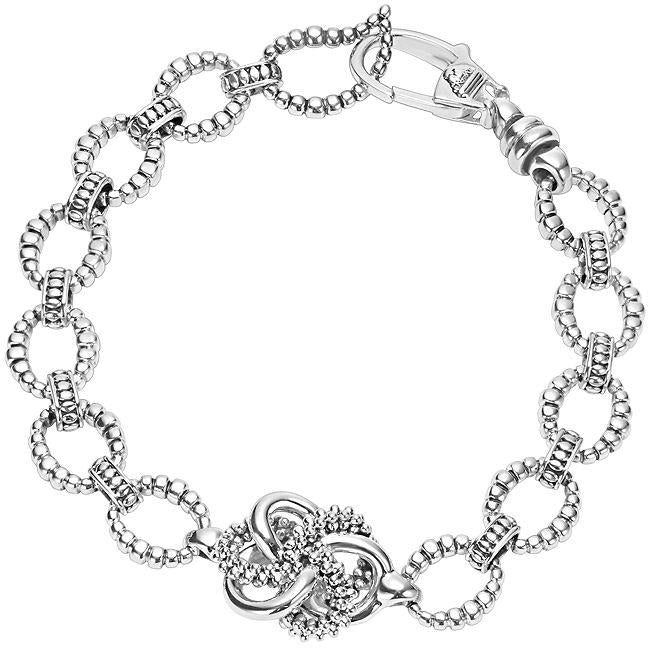 Lagos Sterling Silver Caviar Love Knot Station Link Bracelet