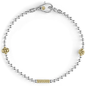 Lagos 18K and Sterling Silver Caviar Icon Ball Chain  Bracelet