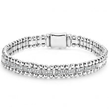 Load image into Gallery viewer, Lagos Sterling Silver Caviar Spark Diamond 11 Pave Station Bracelet
