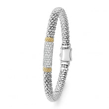 Load image into Gallery viewer, Lagos Sterling Silver and 18K YG Caviar Lux Diamond Bar Bracelet
