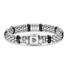 Load image into Gallery viewer, Lagos Sterling Silver Black Caviar Ceramic and Diamond Station Bracelet
