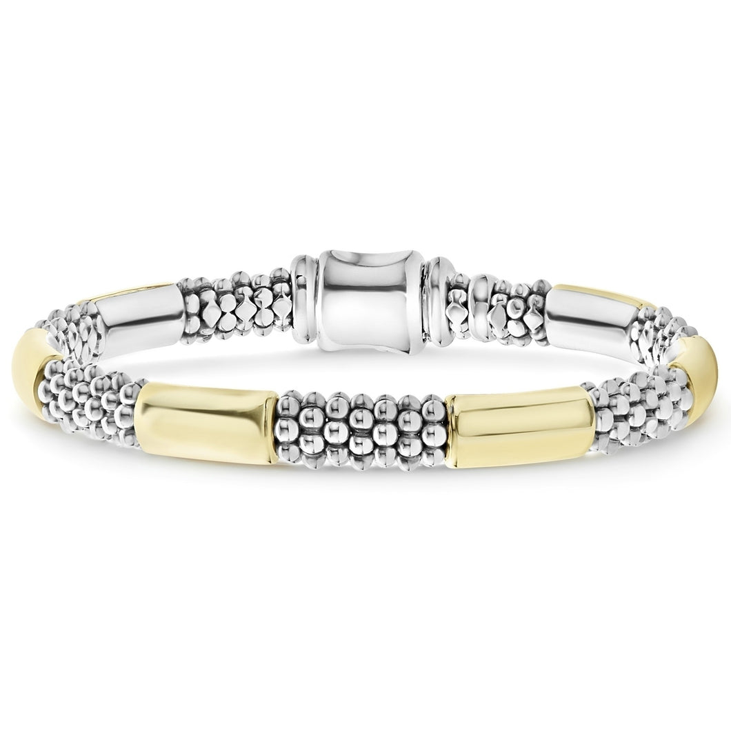Lagos Sterling Silver and 18K Yellow Gold High Bar 6mm Bracelet