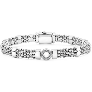 Lagos Sterling Silver Small Spark Caviar Diamond Circle 6mm Bracelet