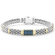 Load image into Gallery viewer, Lagos Sterling Silver &amp; 18K Yellow Gold Signature Caviar Sapphire 6mm Bracelet
