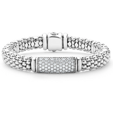 Load image into Gallery viewer, Lagos Sterling Silver Signature Caviar Diamond Station 9mm Bracelet
