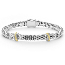 Load image into Gallery viewer, Lagos 18K and Sterling Silver Caviar Lux X-Station Diamond Bracelet
