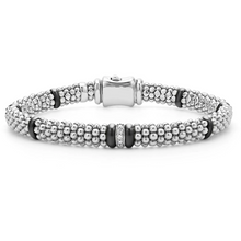 Load image into Gallery viewer, Lagos Sterling Silver &amp; Black Caviar Diamond Station Bracelet
