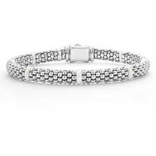 Load image into Gallery viewer, Lagos Sterling Silver Caviar White Ceramic 7 Station Bracelet
