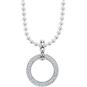 Lagos Sterling Silver Caviar Spark Large Diamond Circle Necklace