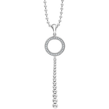 Load image into Gallery viewer, Lagos Sterling Silver Circle Caviar Spark Linear Diamond Pendant Necklace
