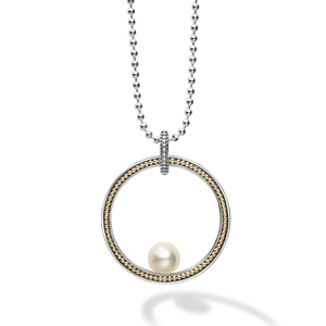 Lagos 18K and Sterling Silver Luna Circle Pearl Statement Necklace